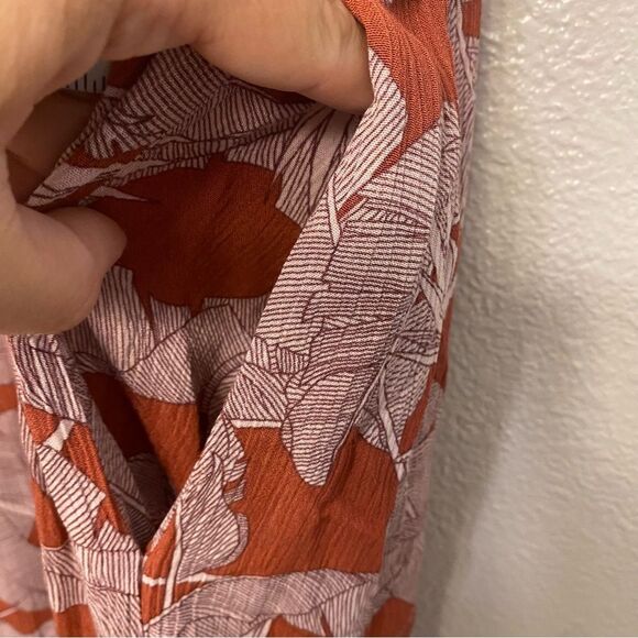 Knox Rose long maxi boho button front tassel tropical red short sleeve dress M - Picture 7 of 12